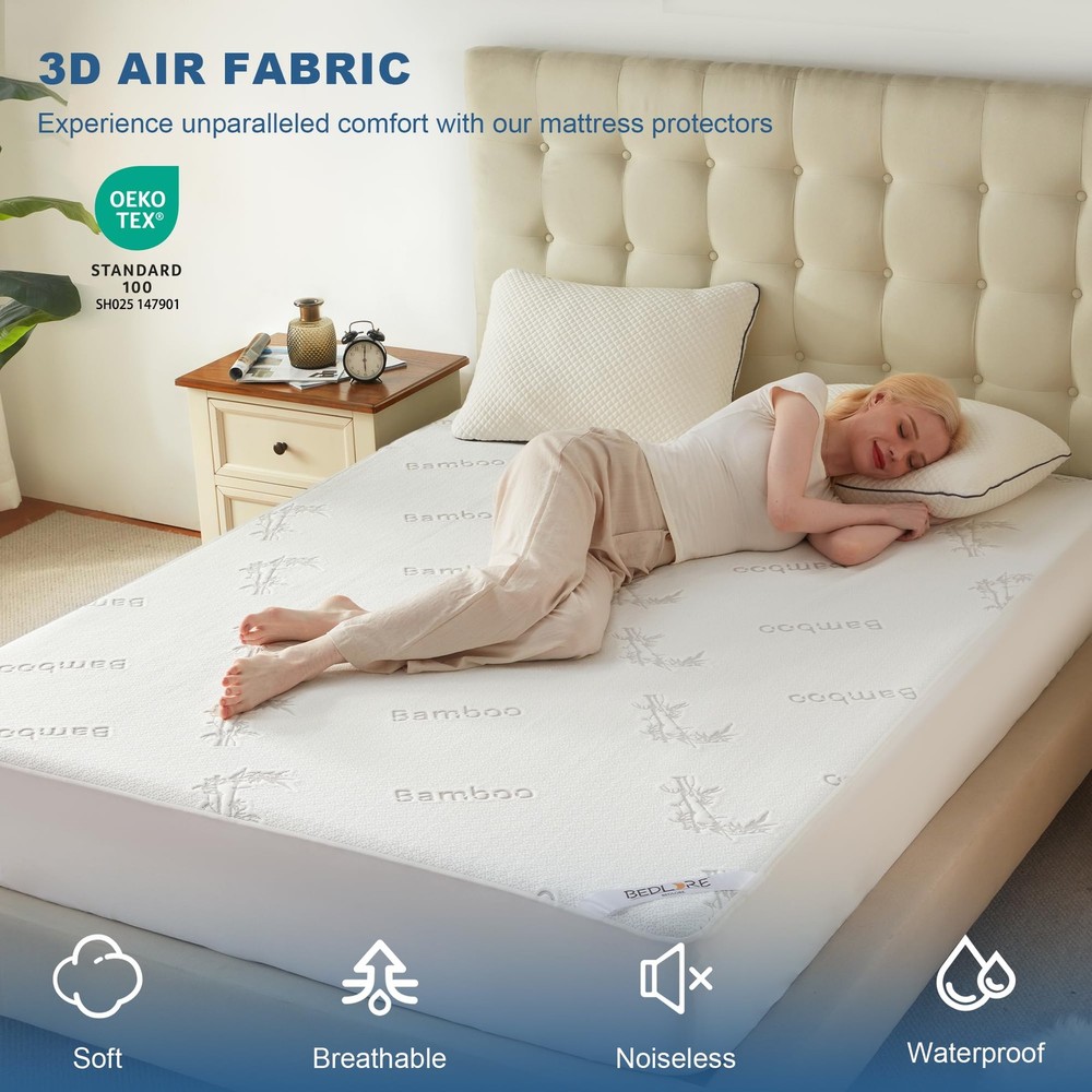 BEDLORE King Size Waterproof Mattress Protector Viscose Derived from Bamboo, ...