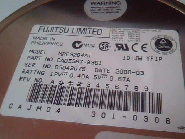 Hard Drive IDE Disk Fujitsu MPE3204AT CA05367-B361 YFIP