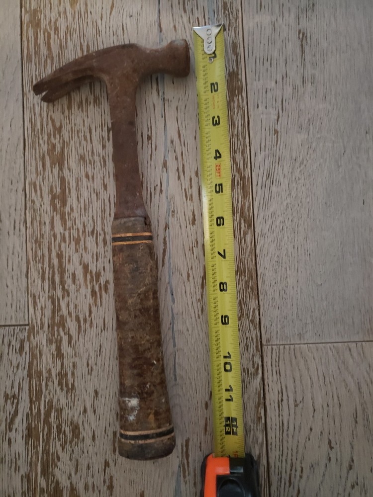 ANTIQUE Stacked Leather Handle Hammer VTG
