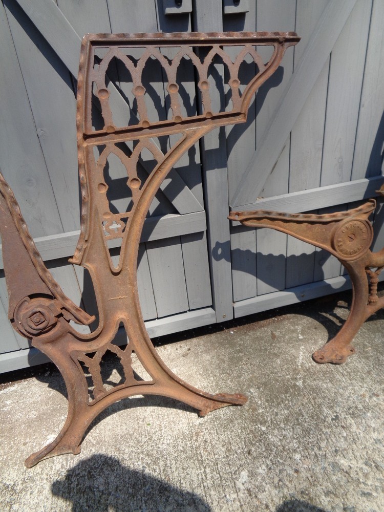Antique Cast Iron School Desk Frame Side