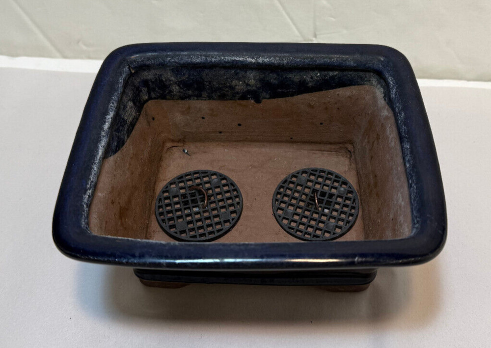 Dark Blue 6" X 4" Ceramic Bonsai Pot