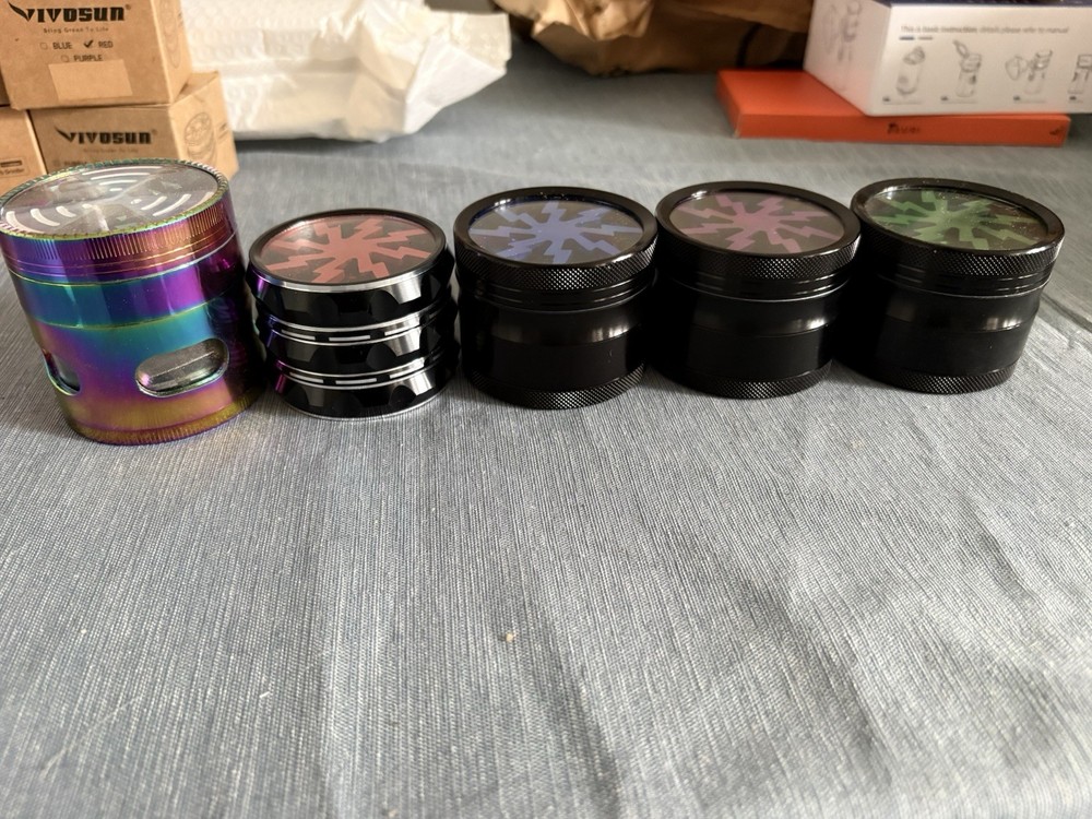 5 Pack Manual Spice Grinder Mixed Colors 4 Layer Kitchen Crusher Bulk