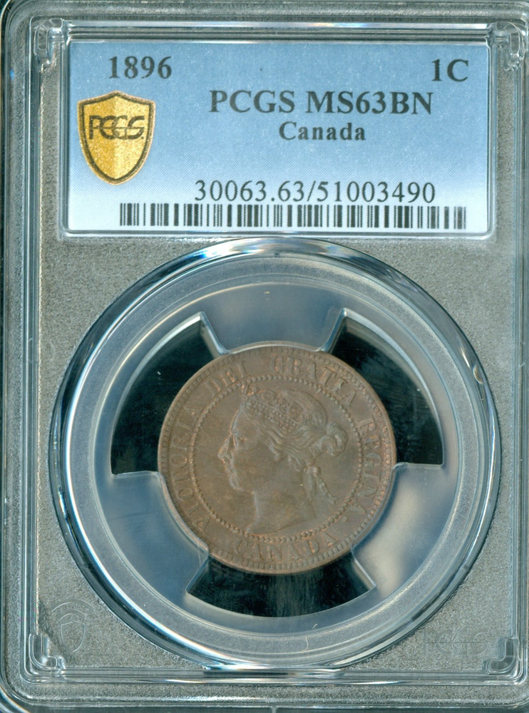 1896 CANADA LARGE CENT PCGS MS63 BN .