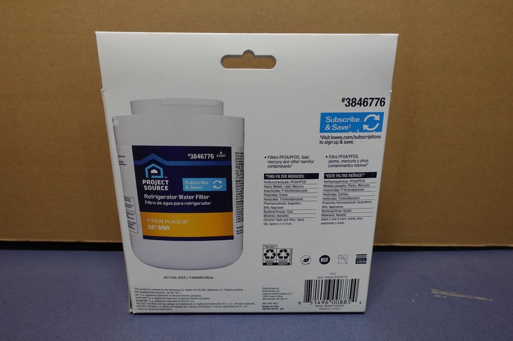Project Source #3846776 G-1-2 Refrigerator Water Filter fits GE MWF - 2-Pack NEW