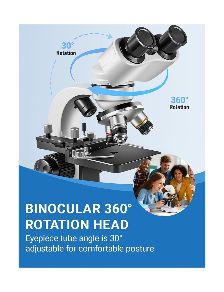 Binocular Compound Microscope 40X-2000X, Research Grade Professional Microsco...