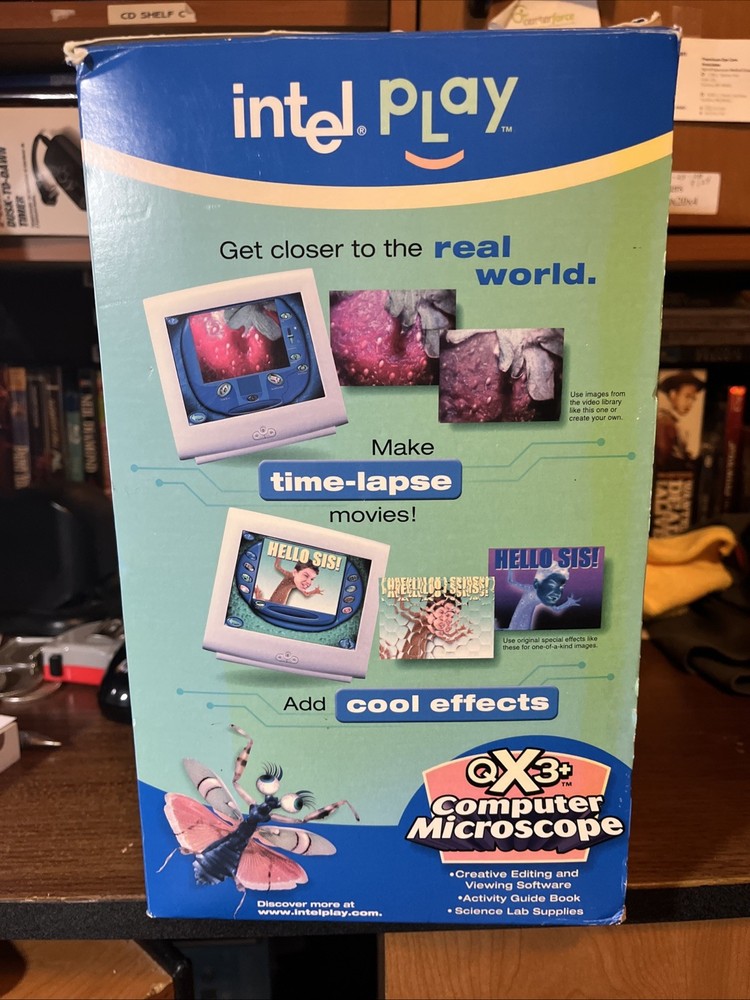 NEW Intel Play QX3+ Computer Microscope w/Editing/Viewing Software. Box Damage