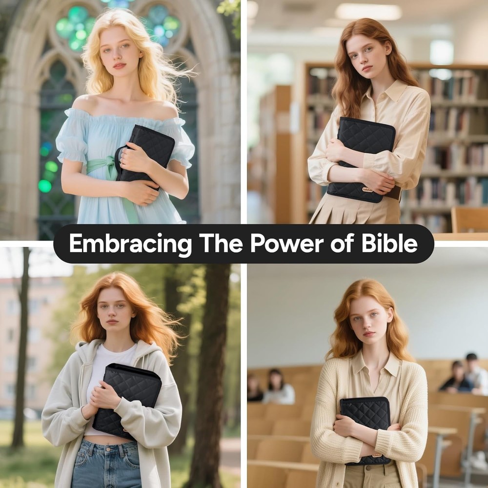 Adjustable Bible Cover with 75 Tabs - Case for Black