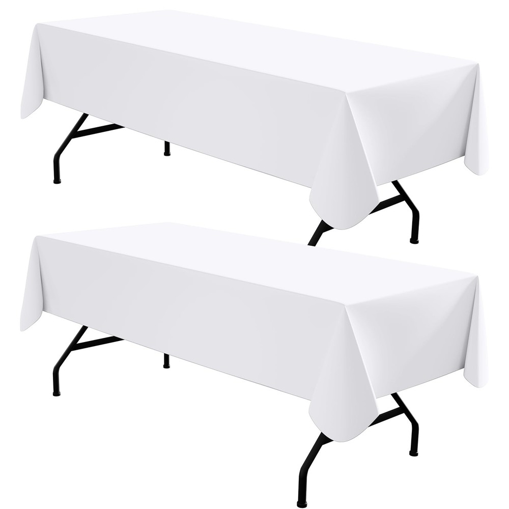 homing 2 Pack Rectangle Vinyl Tablecloth, 84" x 60" (Rectangular), White