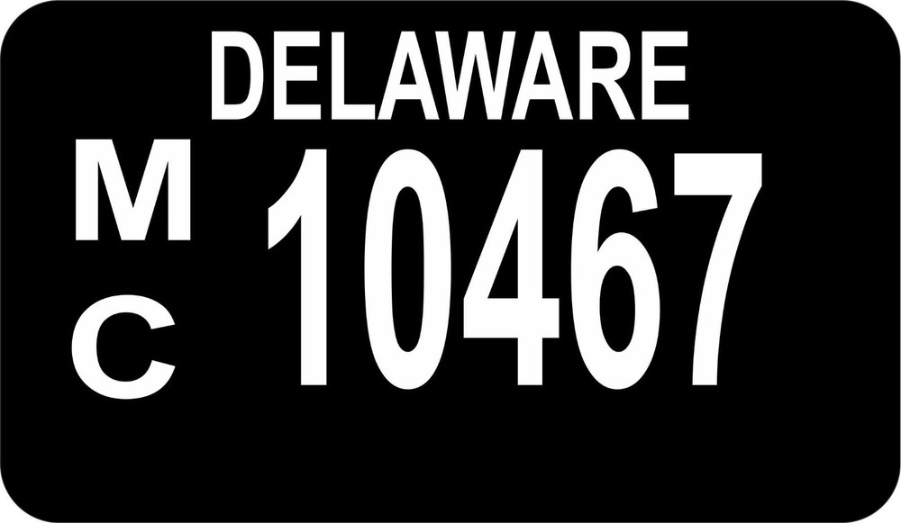 Delaware Black v2 Personalized Custom License Plate Motorcycle Size Plate