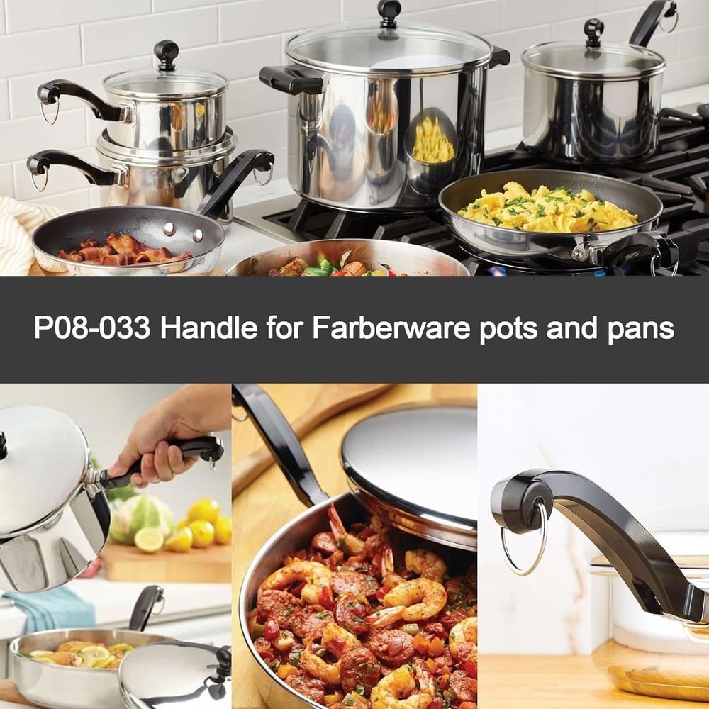 2pcs Fry Pan Handle P08-033 for Farberware Pots Replacement Long Handle Fit for