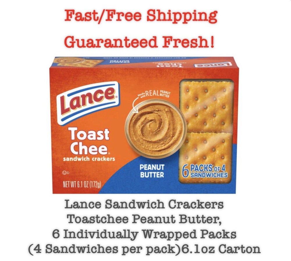Lance Toast Chee Peanut Butter Sandwich Crackers, 6 Pack, 6.1 oz Carton