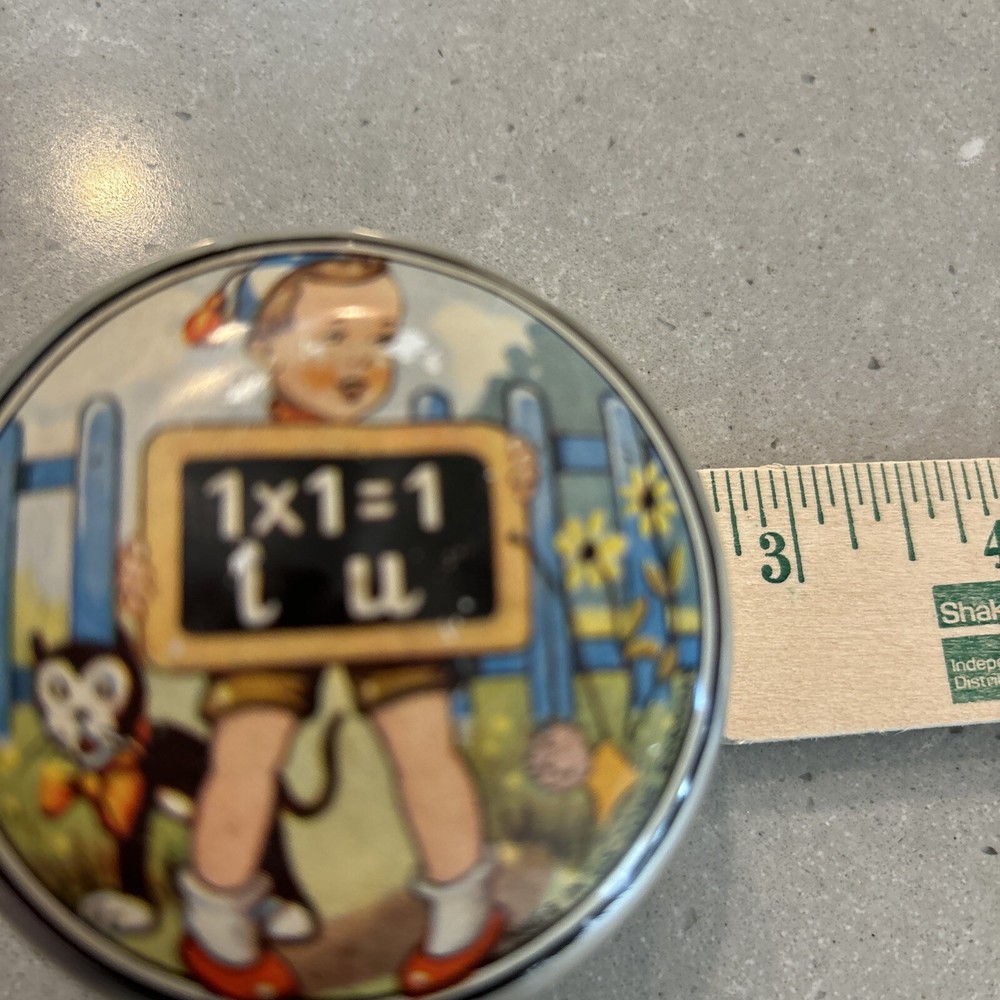 German US Zone Boy Doing Math Cat School Slate Tin