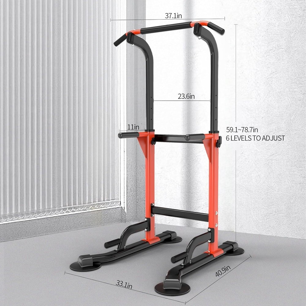 Adjustable Bench Power Tower Dip Station Pull up Bar Strength Training Workout