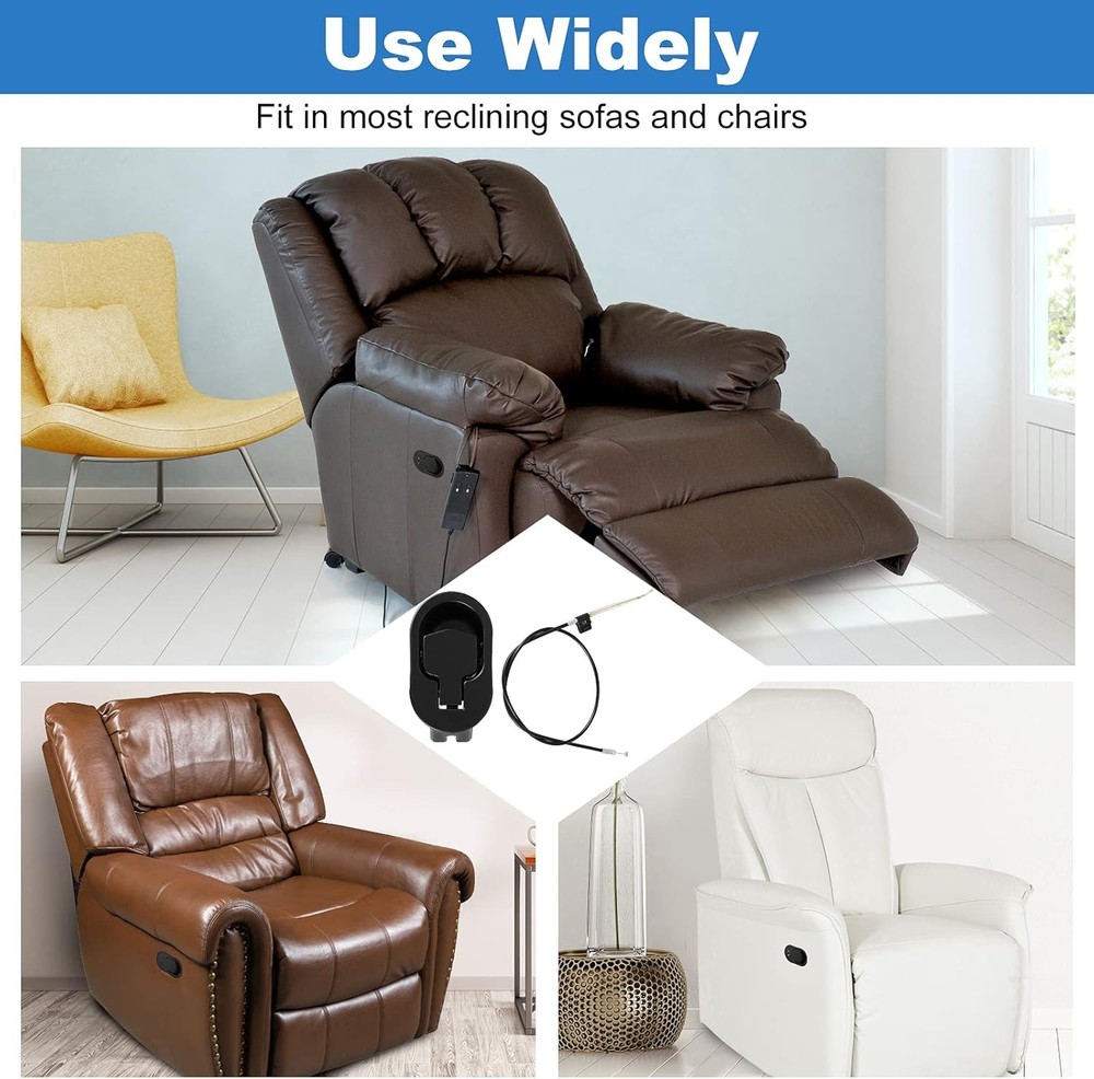 Universal Black Metal Recliner Replacement Parts Pull Handle for Sofa with Cable
