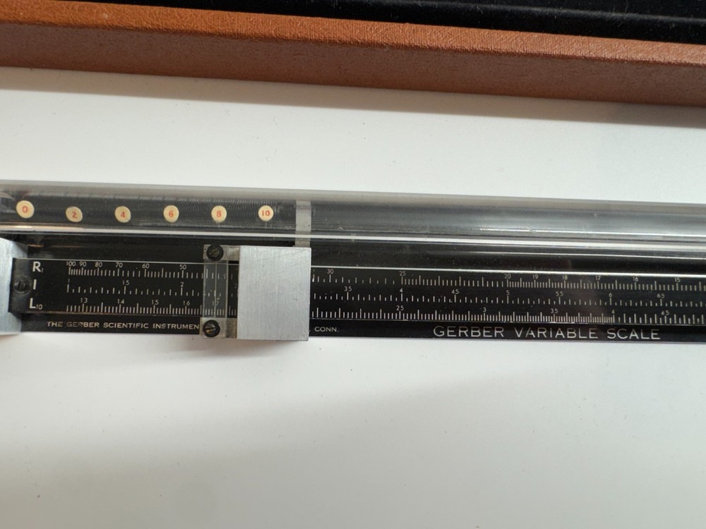 VTG Gerber Variable Scale TP007100B Engineering Slide Rule & Leather Case READ