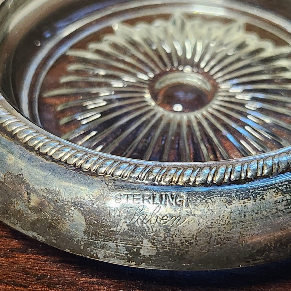 Sterling Silver & Glass Coaster By Laben