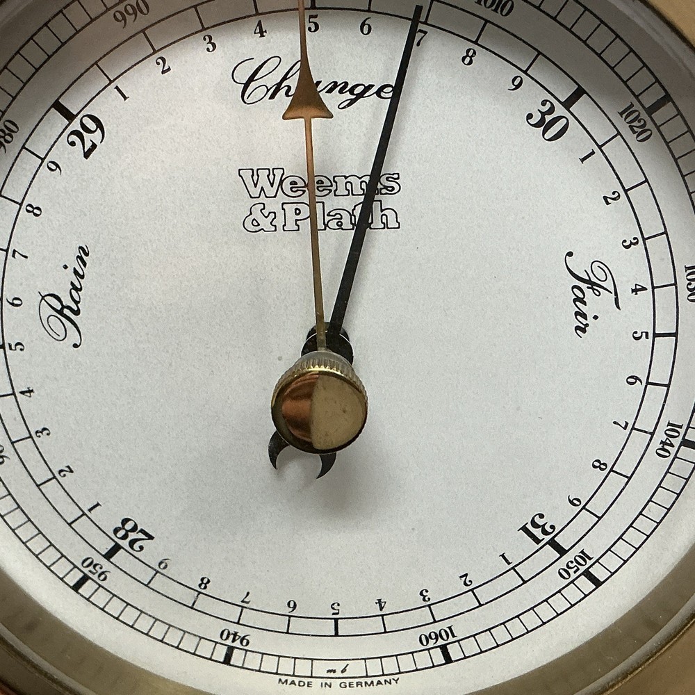 Weems & Plath Atlantic Time Clock & Barometer Solid Brass & Wood Made In Germany