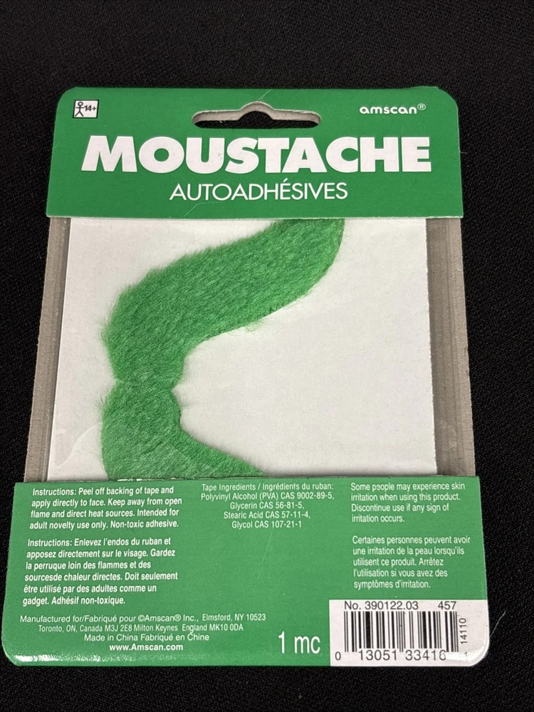 Green Auto Adhesive Mustache
