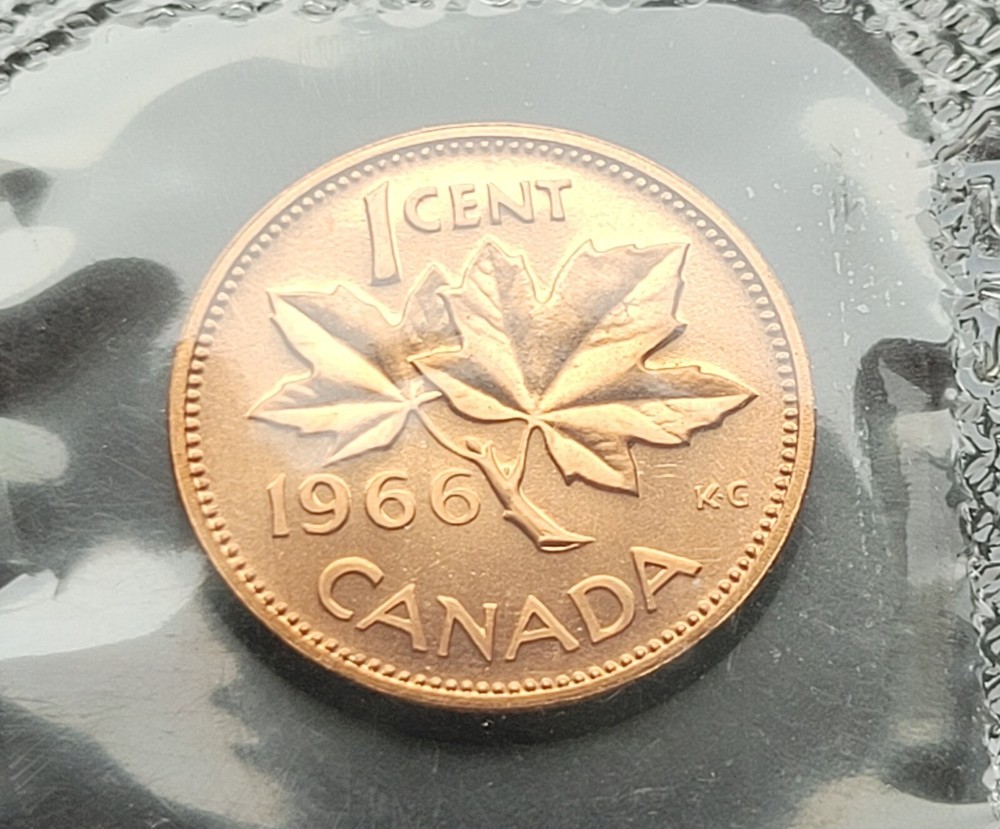 ***  CANADA  1966  ONE   CENT  ***  PROOF  LIKE  SEALED  ***