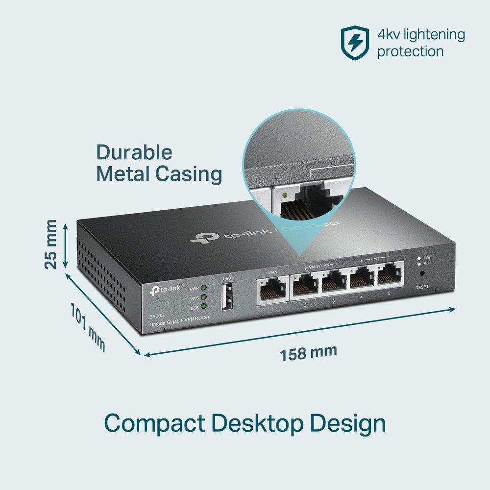Silver Multi WAN Gigabit VPN Router with 5 Ports USB WAN Mobile Support