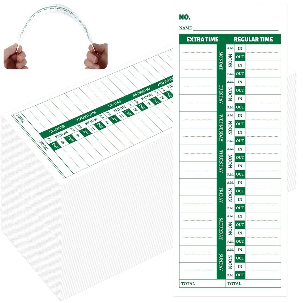 1000 Sheets Time Cards for Employees Single Sided Weekly Timecards for Time C...