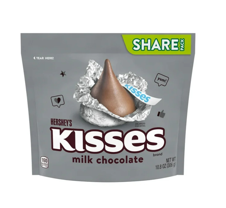Hershey's Kisses Milk Chocolate Candy, Share Pack 10.8 oz