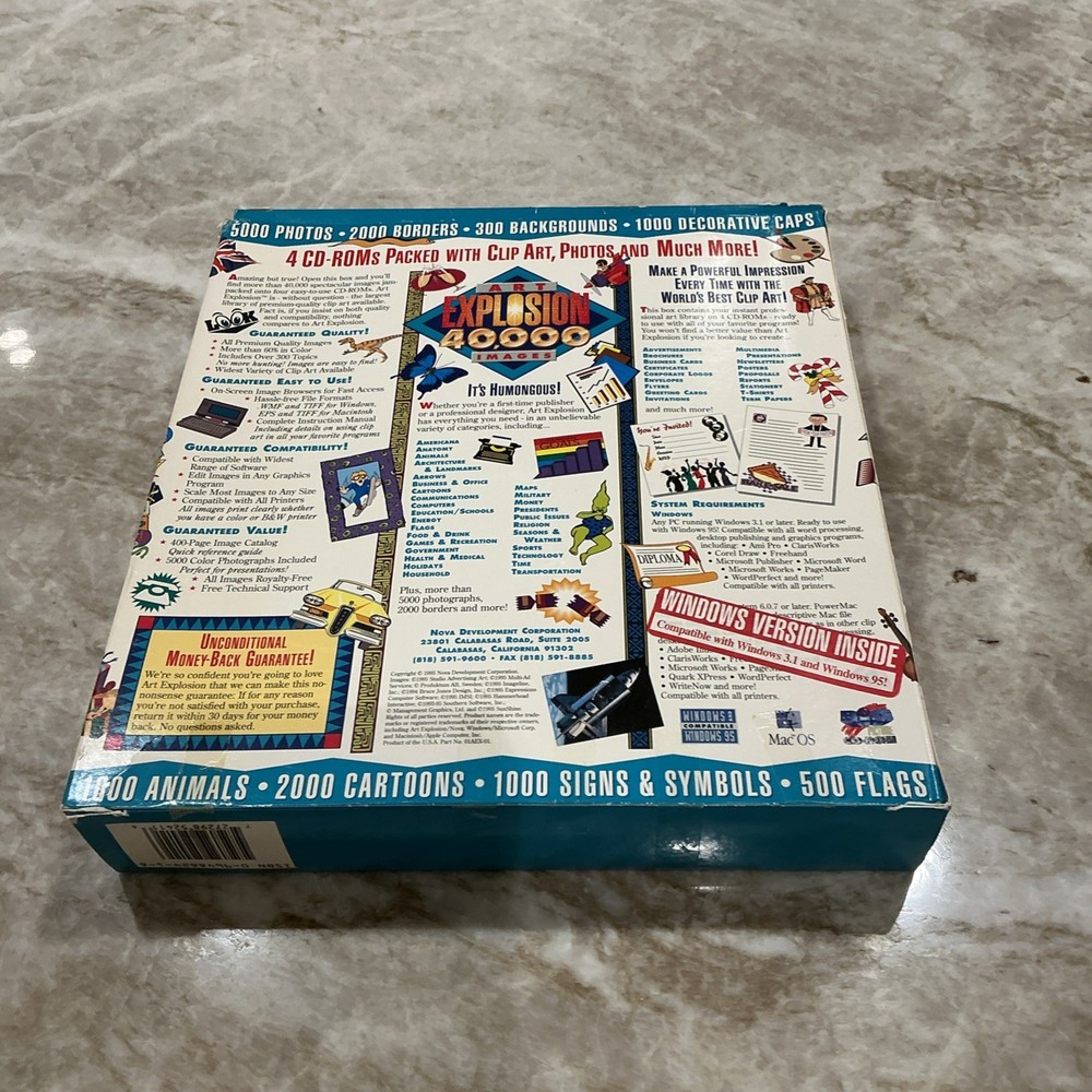 ART EXPLOSION 40,000 Images (4 Discs) 1995 - PC Big Box Software