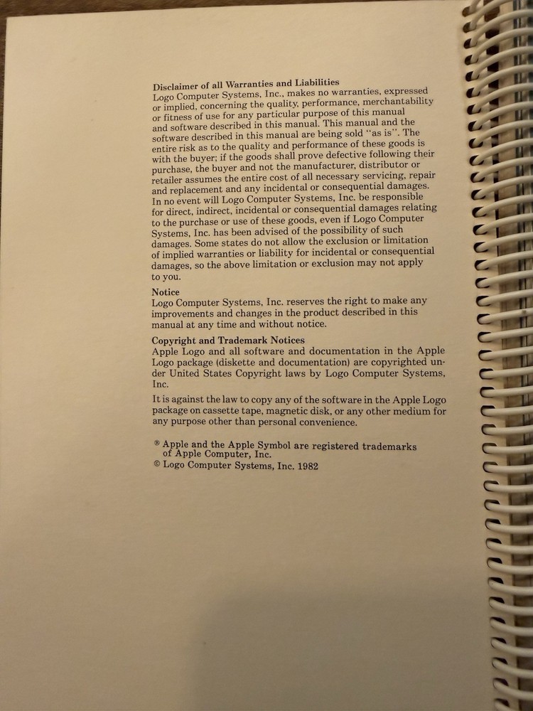 Vintage Apple II Apple Logo Reference Manual 1982 VERY GOOD