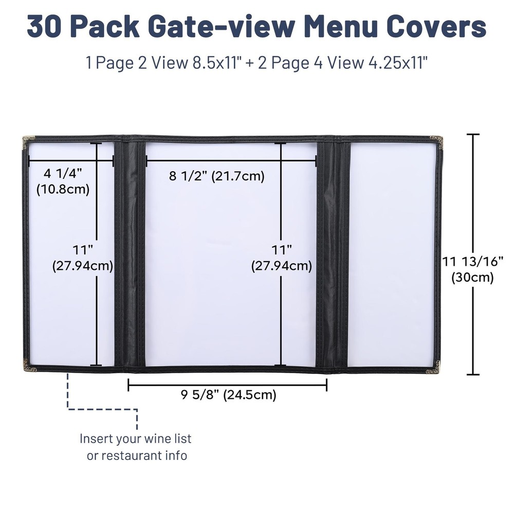 WeChef 30 Pcs Menu Covers Book & Half / Tri-fold / Tri-fold & Half / Gate-view