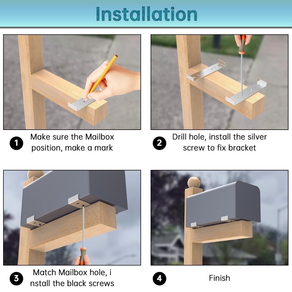 Metal Mailbox Mounting Bracket Large for mailboxes with 8” Wide Floor