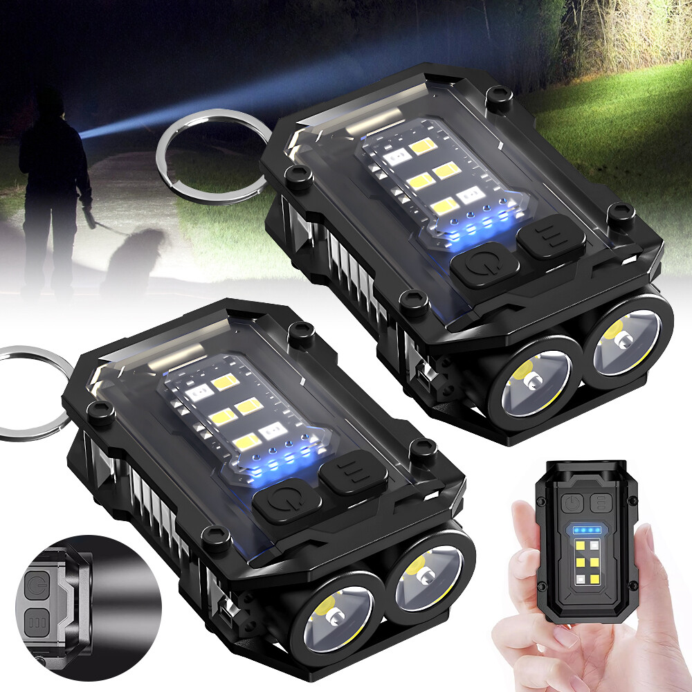 2/4 pcs Mini Pocket Keychain Flashlight EDC Flashlight LED COB Night Light Lamp