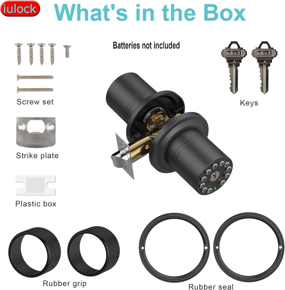 iulock Smart Door Lock with Keypad & Key 50 User Codes Auto Lock Waterproof