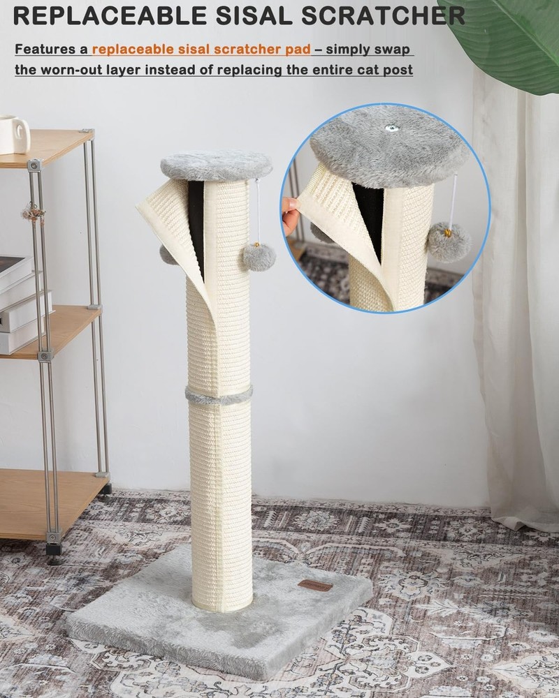 Kilodor Cat Scratching Post 34 Inches Large Sturdy Cat Post with Replaceable ...