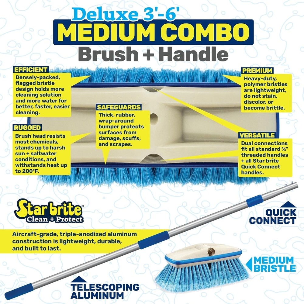 Deluxe Telescoping Deck Brush Kit Extends 3' 6' Extendable Aircraft-Grade