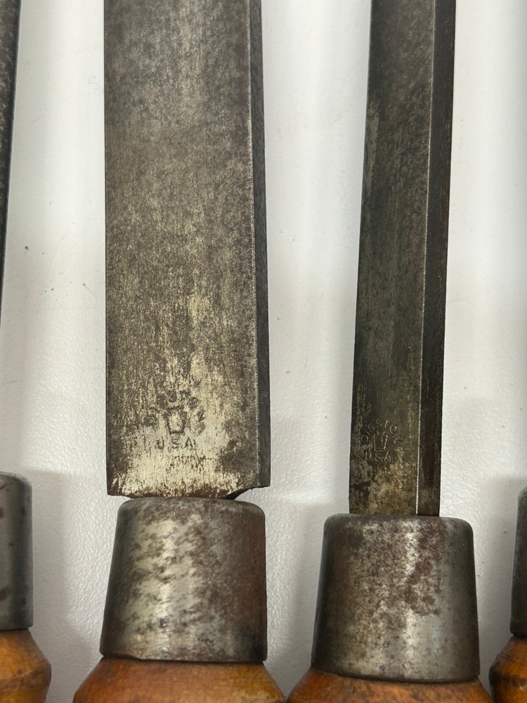9 Assorted Vtg Chisels Gouges Wood Working Hand Tools Mostly Disston