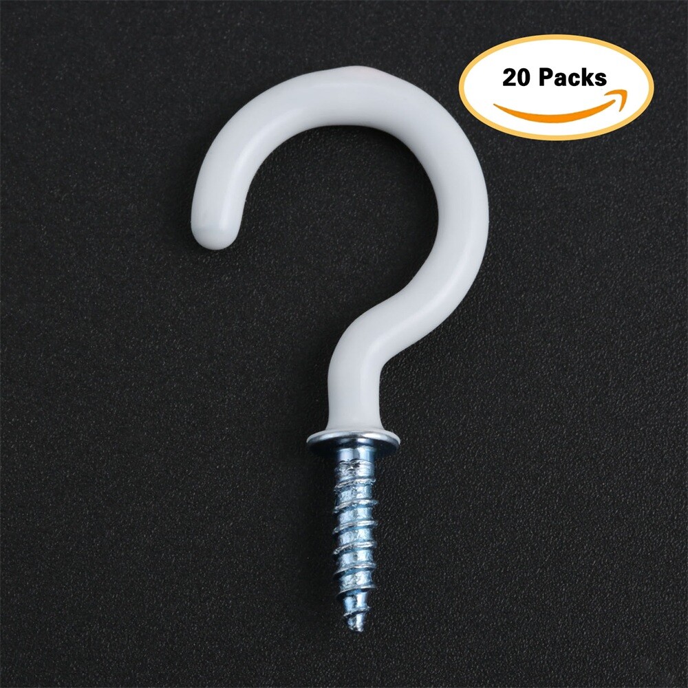 20/60Pcs 1.54" Strong Durable Vinyl Coated Ceiling Hooks Space-saving Hardware
