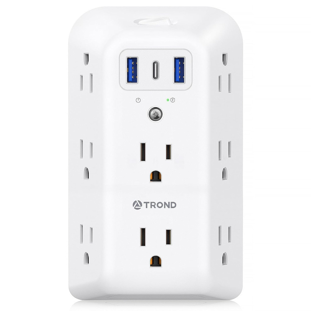 Surge Protector Outlet Extender, 8 AC Plug Splitter with 3 USB Ports, Multi Plug