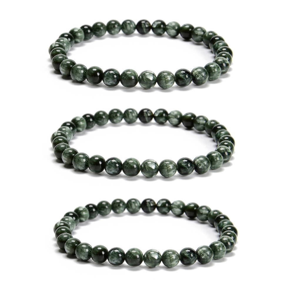 Grade AAA Seraphinite Smooth Round Beaded Bracelet Size 6mm 7.5'' Length