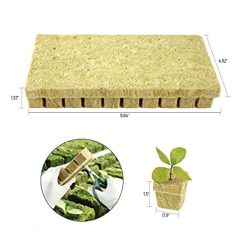 1" Rockwool Grow Cubes Starter Plugs for Plant Growing Rooting, 4 Sheets