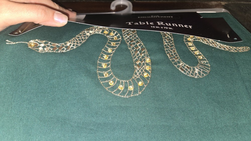 Dark Enchantment Table Runner with embroidered Serpent/Snake