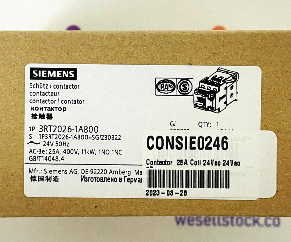 SIEMENS 3RT2026-1AB00 Contactor