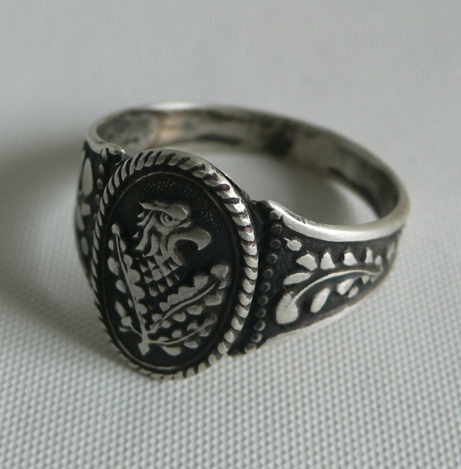RING GERMAN WW2 WWII Oak Leaves & Acrons Silver Ring