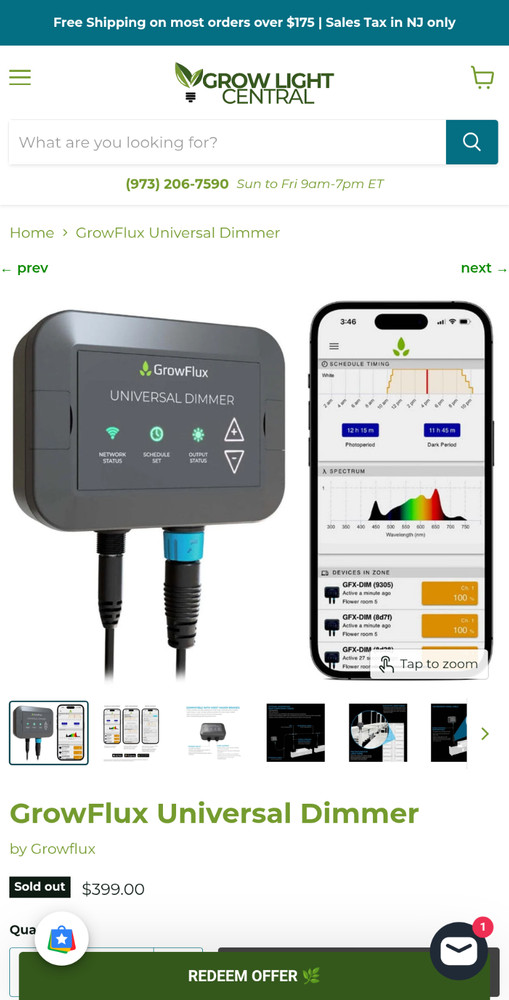 GrowFlux IoT Dimmer with RJ Adapter