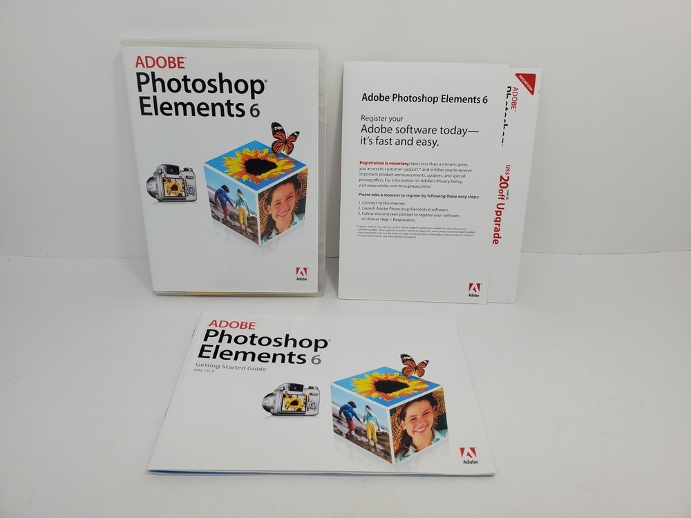 Adobe Photoshop Elements 6 MAC CD with Serial Key, Complete in Box