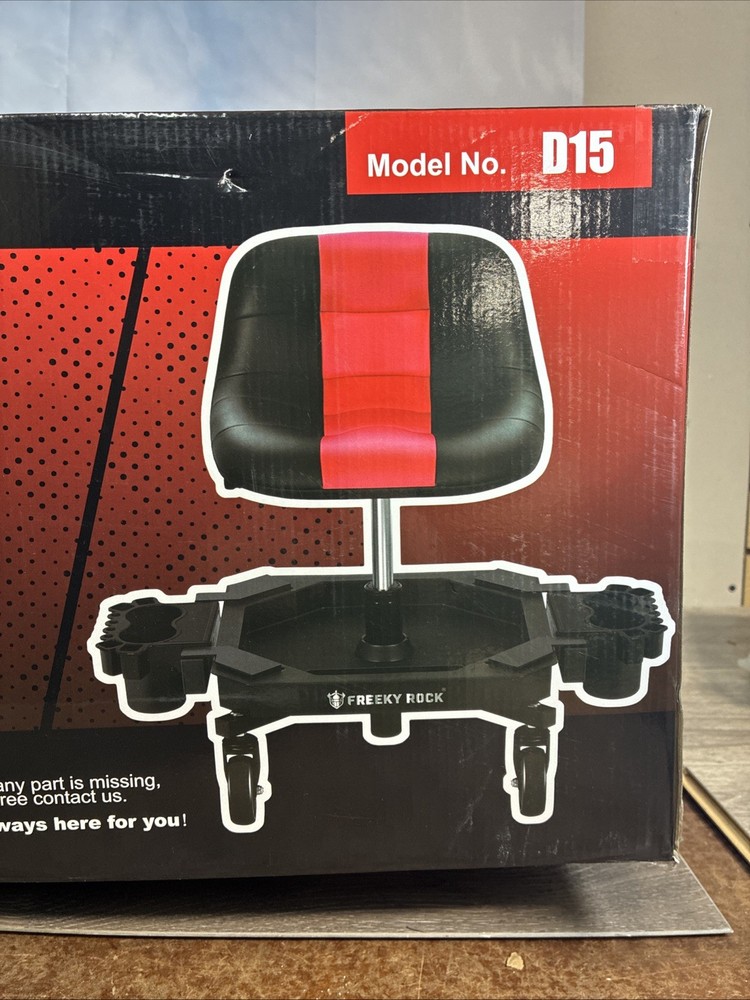 Adjustable Rolling Mechanic Stool with Wheels 400 LBS Capacity Red 💥