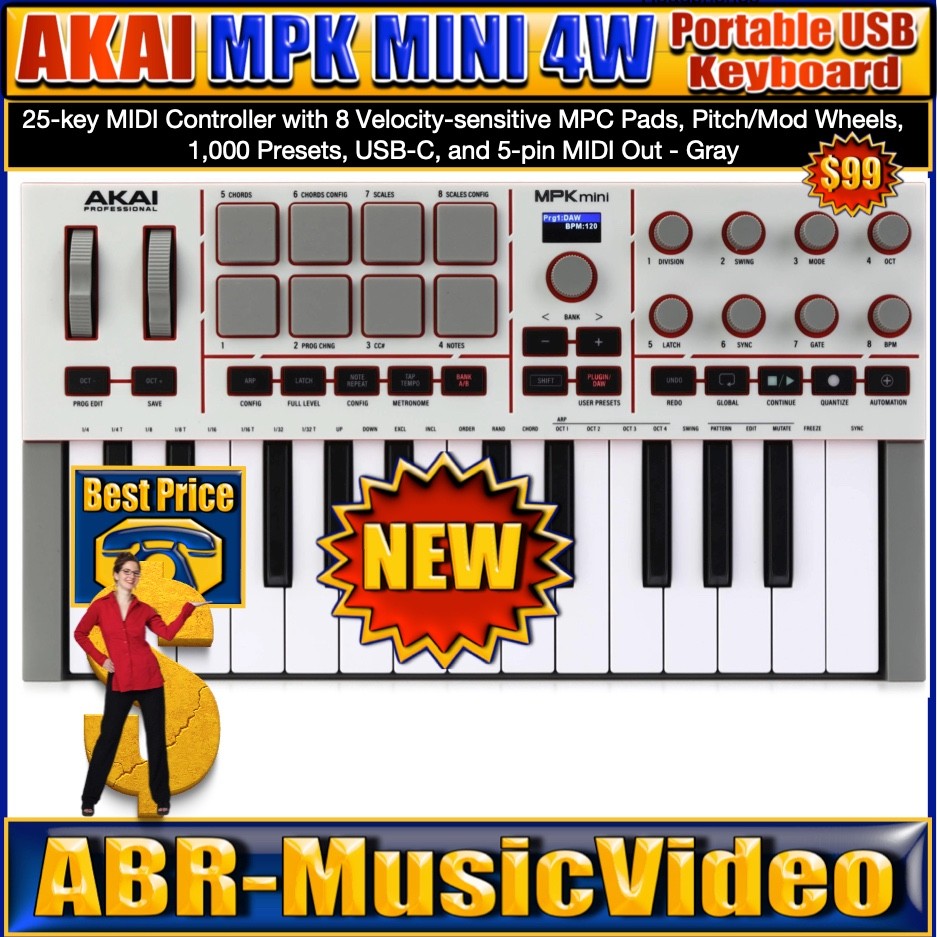 Akai Professional MPK Mini IV MIDI Keyboard Controller - Gray