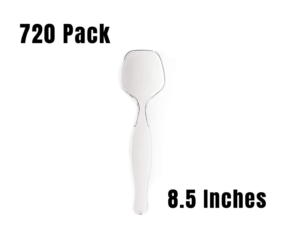 720 Pack Heavy Duty Large Plastic Disposable Clear Serving Spoons 8.5 in
