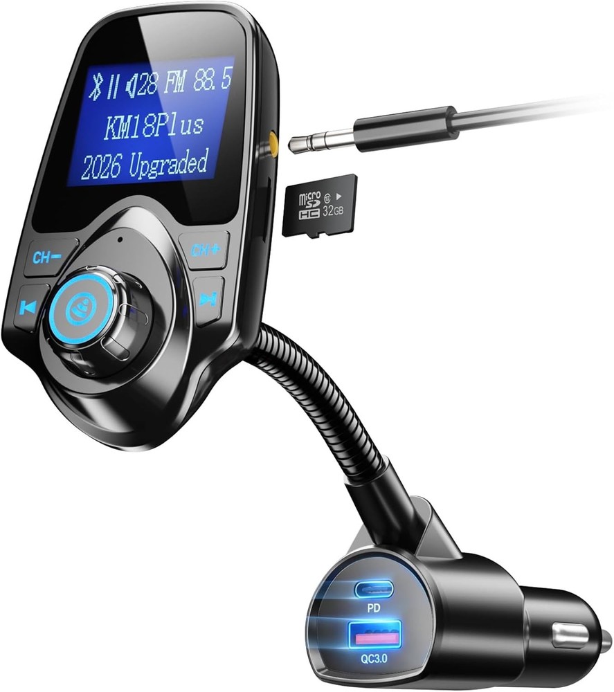 Upgraded 48W Bluetooth Car Adapter for Multi-Device Charging