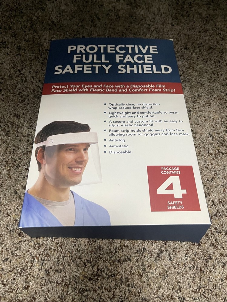 Protective Full Face Safety Shield 4 Pack New