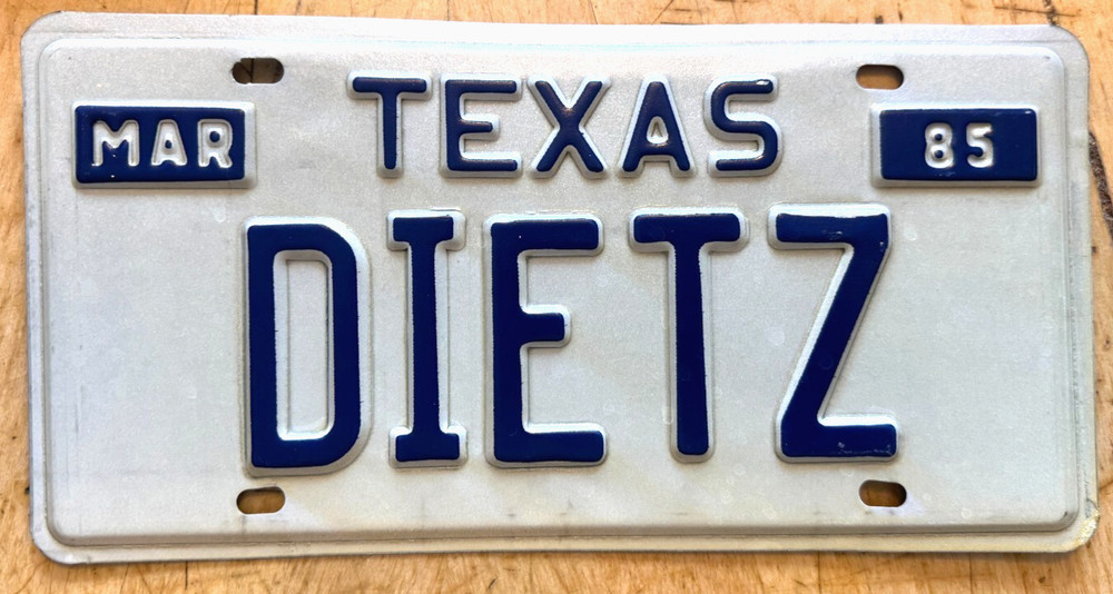 VANITY PASSENGER AUTO LICENSE PLATE " DIETZ " GERMAN
